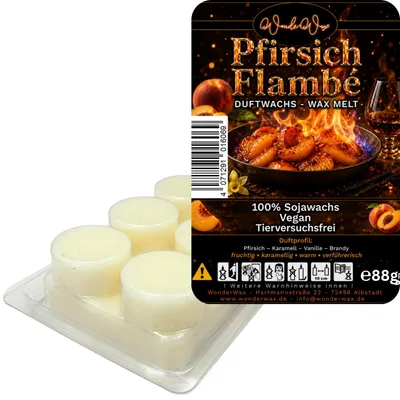Produktbild von WonderWax Duftwachs Wax Melts für Duftlampe, 6 Kreise Duftmelt Wachsmelt Sojawachs Duftwachs Würfel für Raumdüfte, Wachs Duftöl Winter Indoor Schmelzen für Aromalampe Pfirsichflambe