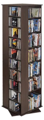 Produktbild von Medienregal - CD DVD Standregal - Drehbarer CD-Turm - 34 Fächer - Für CDs DVDs Bücher Spiele - Platzsparend 47,5x47,5x163,6 cm - Wohnzimmer Büro - Braun