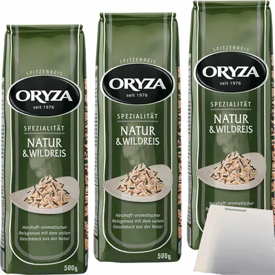 Produktbild von Oryza Natur und Wildreis 3er Pack (3x500g Packung) + usy Block