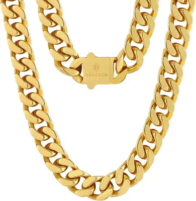 Produktbild von Panzerkette Herren 14mm Gold Cuban Link Chain 66cm Hip Hop Kette