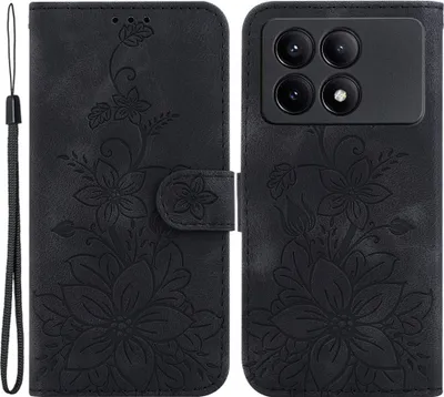 Produktbild von Xiaomi Poco X6 Pro 5G Hülle - Coverup Blumen Klapphülle - Schwarz