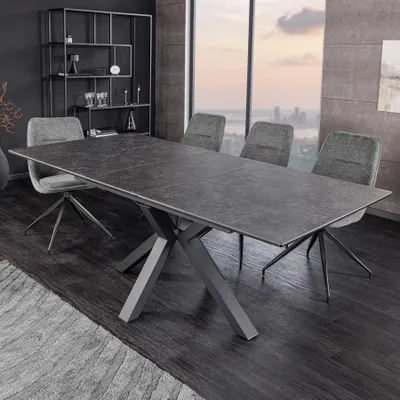 Produktbild von riess-ambiente Ausziehbarer Esstisch ETERNITY 160-200cm graphit grau Marmor Keramik schwarz Metall