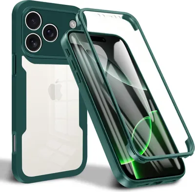 Produktbild von Schutzhülle für iPhone 17 Pro, Eingebautem Displayschutz 360 Grad Komplettschutz Handyhülle Grün