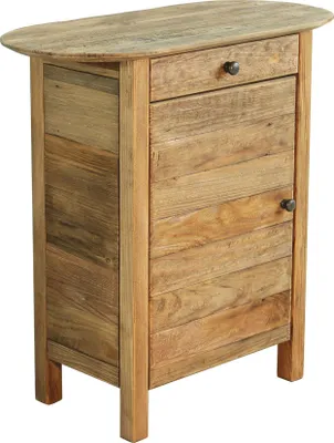 Immagine prodotto di Milani Home - comodino armadietto con cassetto e anta, pino riciclato naturale, 75 x 35 x 76 cm
