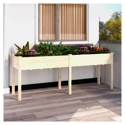 Produktbild von Pflanzkübel mit Einsatz 203x53x76 cm aus massivem Tannenholz, Blumentopf für Garten, Balkon und Terrasse