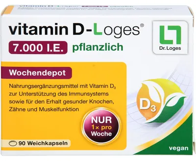 Produktbild von vitamin D-Loges 7.000 I.E. pflanzlich Wochendepot Weichkapseln zur Unterstützung des Immunsystems, 90 St. Kapseln