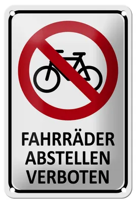 Produktbild von Blechschild Hinweis 12x18cm Fahrräder abstellen verboten