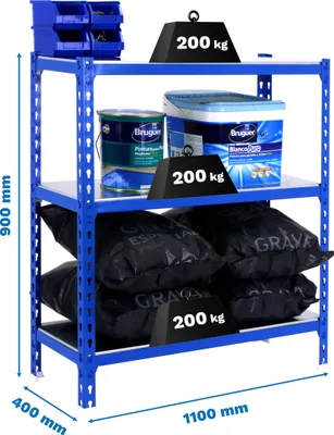 Zdjęcie produktu dla Regały metalowe SIMONCLICK SUPERPLUS 3/400 900 NIEBIESKI/GALVA