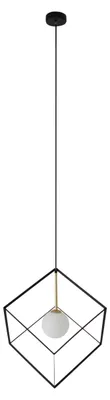 Produktbild von Pendelleuchte - Pendelleuchte "CADRE" s: 30cm, Hängelampe im Industrial Style, ausMetall und Glas in schwarz, 100 cm hoch, Maße 30 x 30 cm, G9-Fassung
