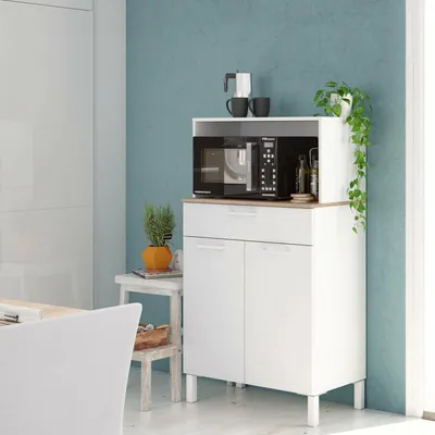 Immagine prodotto di Dmora Armadio Multiuso 2 Ante Asaro 40x126h cm Bianco, 2 Ante un Cassetto