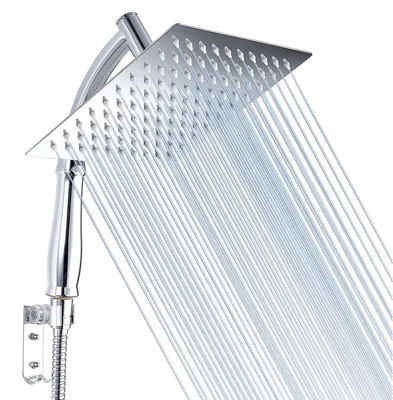 Produktbild von Regenduschkopf Duschkopf Handbrause - 8 Zoll - Edelstahl - Chrom - Mit Wandhalterung und Handbrause