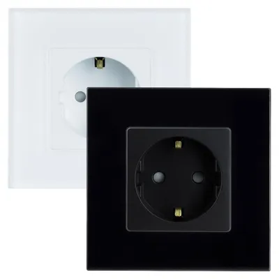 Produktbild von Steckdose Schuko Typ-F WiFi mit Glasrahmen Modern Weiß
