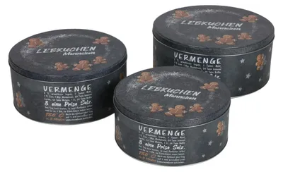 Produktbild von Weihnachtsdosen 3er-Set Plätzchendose Gebäckdose Keksdose Vorratsdosen Deko rund