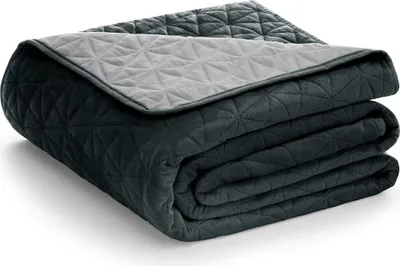 Produktbild von Tagesdecke Bettüberwurf Ultrasonic zweiseitge Steppung Samt 240 x 260 cm - Anthrazit-Silber
