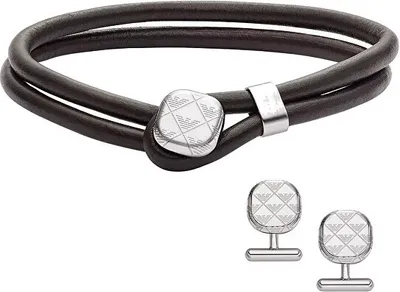 Produktbild von Set aus Lederarmband und Manschettenknöpfen EGS3151SET.