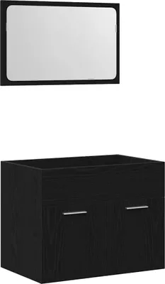 Immagine prodotto di vidaXL Set di mobili da bagno a 2 pezzi in materiale ligneo effetto rovere nero
