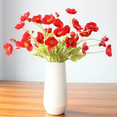 Immagine prodotto di 8 fiori di papavero artificiali per decorazioni e matrimoni