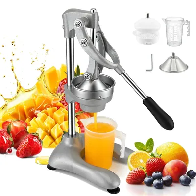 Produktbild von Manuelle Zitruspresse - Handentsafter aus 304 Edelstahl - Maximale Saftausbeute - Schwerer Zitronenpresse für Orange Zitrone Limette Granatapfel - Hellgrau