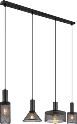 Produktbild von Globo Lighting Hängeleuchte Metall schwarz matt, 4x E27