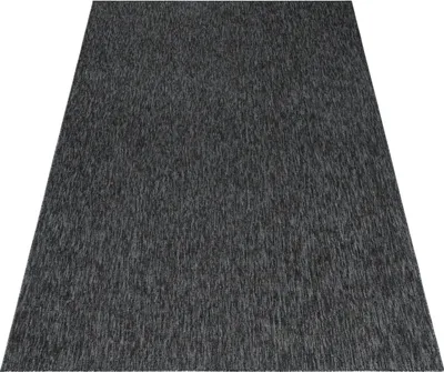 A dark gray rug is shown from a diagonal, slightly elevated perspective against a white background.