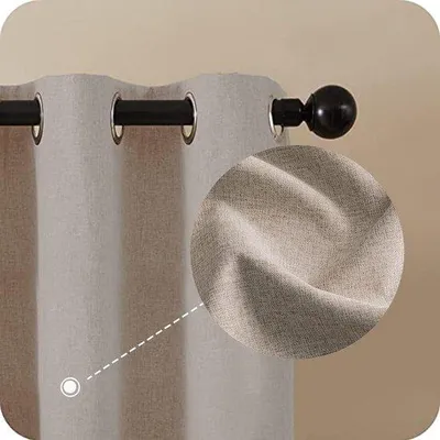 Imagen del producto de Cortinas opacas color beige, 145x132 cm, juego de 2, de satén