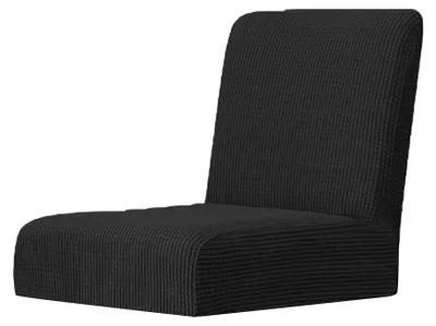 Stuhlbezüge Set 2er-Pack, Stretch, quadratisches Gitter, Schwarz
