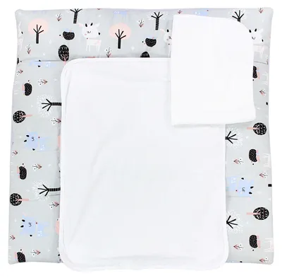 Produktbild von TupTam Wickelauflage inkl. 2 Frotteebezüge Modell MAR02579, Farbe: Rehe / Igel / Grau, Größe: 70 x 70 cm