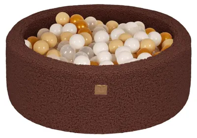 Image de Piscine à balles marron avec balles Perle blanche / Rose clair perlé / Doré clair perlé