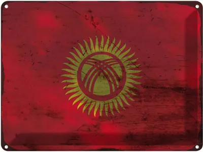 Produktbild von vianmo Blechschild 30x40 cm Kirgisistan Kyrgyzstan Flagge Fahne Wappen