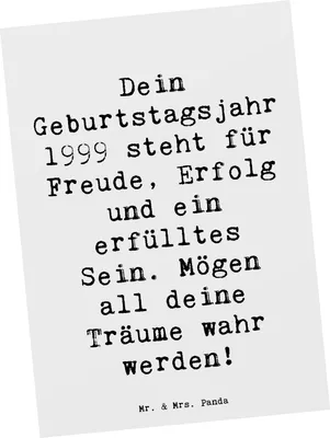 Produktbild von Mr. & Mrs. Panda Postkarte Spruch 1999 Geburtstag - Weiß - Geschenk, Geburtsjahr, 1999er Jahrgang, Geburtstagsgeschenk, geboren, für, Freude, Grußkarte, Ansichtskarte