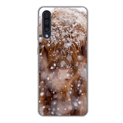 Produktbild von MuchoWow® Handyhülle Schutzhülle Hülle für Samsung Galaxy A50 Schottischer Highlander - Hörner - Schnee Silikon Softcase Handy Hülle - Mobiltelefonhülle