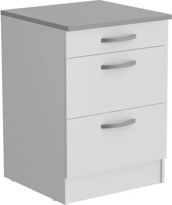 Produktbild von Unterschrank 3 Schubladen + Platte - Weißes Nachbildung - 60 x 60 x Höhe 86 cm