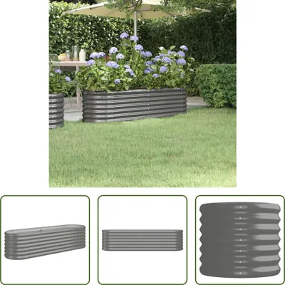 Produktbild von The Living Store Hochbeet Pulverbeschichteter Stahl 152x40x36 cm Grau