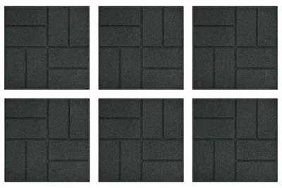 Zdjęcie produktu dla vidaXL Kostka chodnikowa 6 szt. Czarna 40,5 x 40,5 x 2 cm Guma