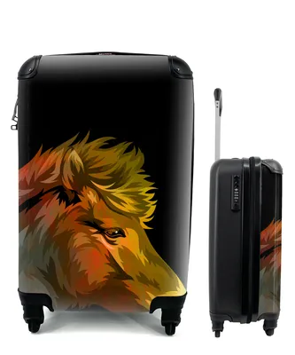 Produktbild von MuchoWow® Koffer Handgepäck Trolley Rollkoffer Kleine Reisekoffer mit 4 Rollen - Pferd - Rot - Schwarz - Mädchen - Kinder - Mädchen - Cabin Size < 55x40x23 cm & 55x40x20 cm - Kinderkoffer - Kabinenkoffer - Boardgepäck - Reise-Box - Reisekoffer - Reisegepäck - Koffer mit Bild - Trolley für Kinder