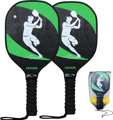 Obrázek produktu pro Sada pádel na pickleball se 2 dřevěnými pádly na pickleball s míčky a síťovanou taškou pro začátečníky