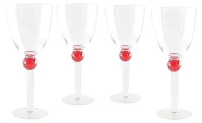 Produktbild von Weingläser mit rotem Diamantfuß – 4er-Set