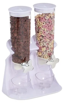 Müslispender doppelt, 1,5 L, Kunststoff, weiß, 41x28x14 cm