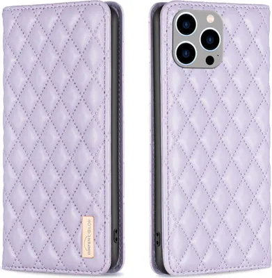 Produktbild von iPhone 15 Pro Hülle, Elegant Bookstyle Flip Leder Kartenfächer Schutzhülle mit Ständer für iPhone 15 Pro Lila