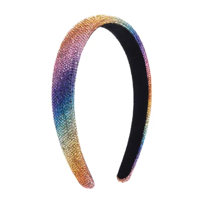Produktbild von Damen-Haarreif mit glänzenden Strasssteinen, breit, rutschfest, elastisch, schillernd, Farbverlauf, Haargummi, Haaraccessoire