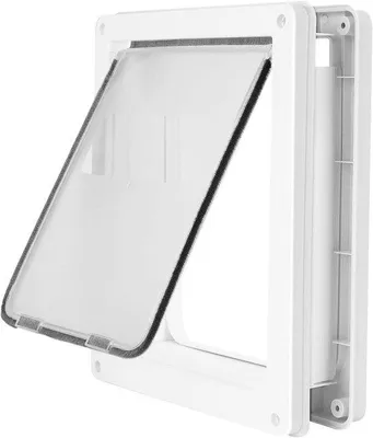 Obrázek produktu pro Velká vstupní branka pro domácí mazlíčky – posuvná branka pro kočky – ochrana vstupu do domu – vstup – feromagnetický spínač – rozměry 17 x 14 cm – bílá