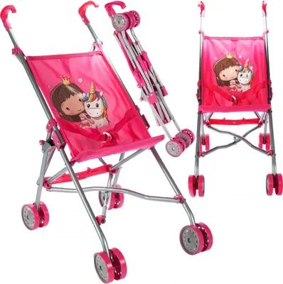 Produktbild von Klappbarer Kinderwagen mit Regenschirm für Puppen