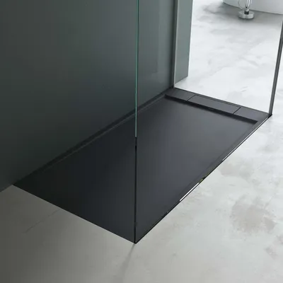 Produktbild von Mai & Mai Duschwanne 80x160x4cm Duschtasse aus Mineralguss Mineralgusswanne Anthrazit Matt inkl. Ablaufgarnitur Geoma04