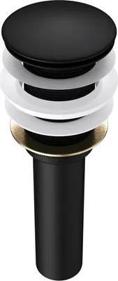 Produktbild von doporro Ablaufgarnitur Waschbecken Ablaufventil Ø 66mm Druckknopf Push-Up Ventil PU001 schwarz Waschbeckenstöpsel ohne Überlauf
