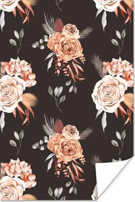 Produktbild von MuchoWow® Poster Rosen - Braun - Blumen 120x180 cm - Kunstposter