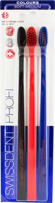 Image de Couleurs de la brosse à dents Soft-Medium 2 + 1 (noir + rouge + bleu)