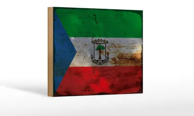 Produktbild von Holzschild Flagge Äquatorialguinea 18x12cm Flag Rost