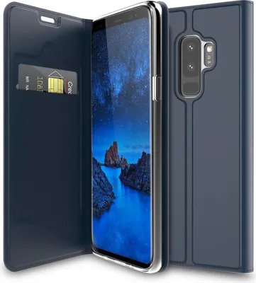 Produktbild von Conie Ultra Slim Klapp Tasche für Samsung Galaxy S9 Plus Kartenfach Hülle Rundumschutz in Blau