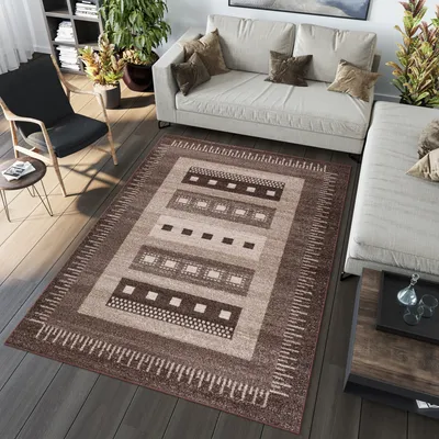 Obrázok produktu pre Koberec Obývacia izba Spálňa Krátky vlas Moderný tavený dizajn Béžová Hnedá 160 x 220 cm