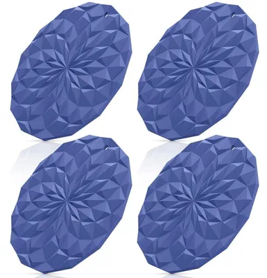 Obrázek produktu pro Silikonové podtácky, 4 kusy, tmavě modré, průměr 18,8 cm, odolné vůči teplu